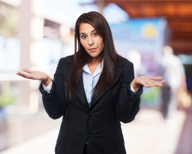 cool business woman doubting